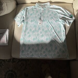 Nautica Men's Mint Green Palm Tree Polo Shirt